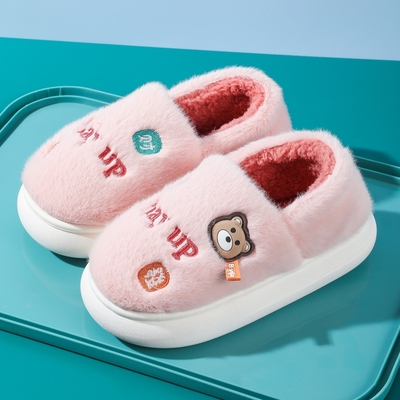 儿童棉拖鞋女童保暖包跟室内防滑家居男童加绒加厚棉鞋冬季中大童