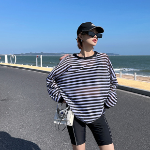 保守遮肚显微胖MM泡温泉游泳衣 2024新款 分体大码 泳衣女显瘦长袖