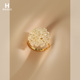 花迹水晶白莲花朵戒指女小众设计高级感气质食指戒时尚 指环 个性