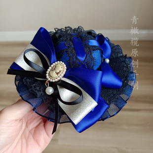 宫廷复古lolita礼帽头饰华丽茶会扁帽发饰洛丽塔发夹可搭胜利誓约