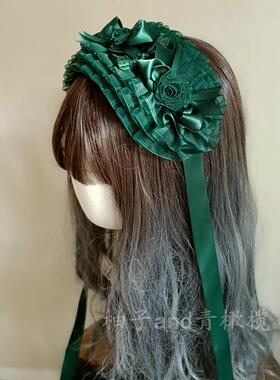 绿色洛丽塔头饰lolita暗黑哥特蔷薇玫瑰发饰cal发夹星河璀璨发带