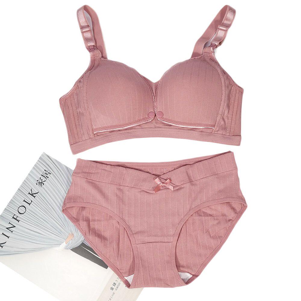 孕妇内衣内裤套装怀孕期女哺乳文胸聚拢防下垂喂奶内裤前开扣胸罩