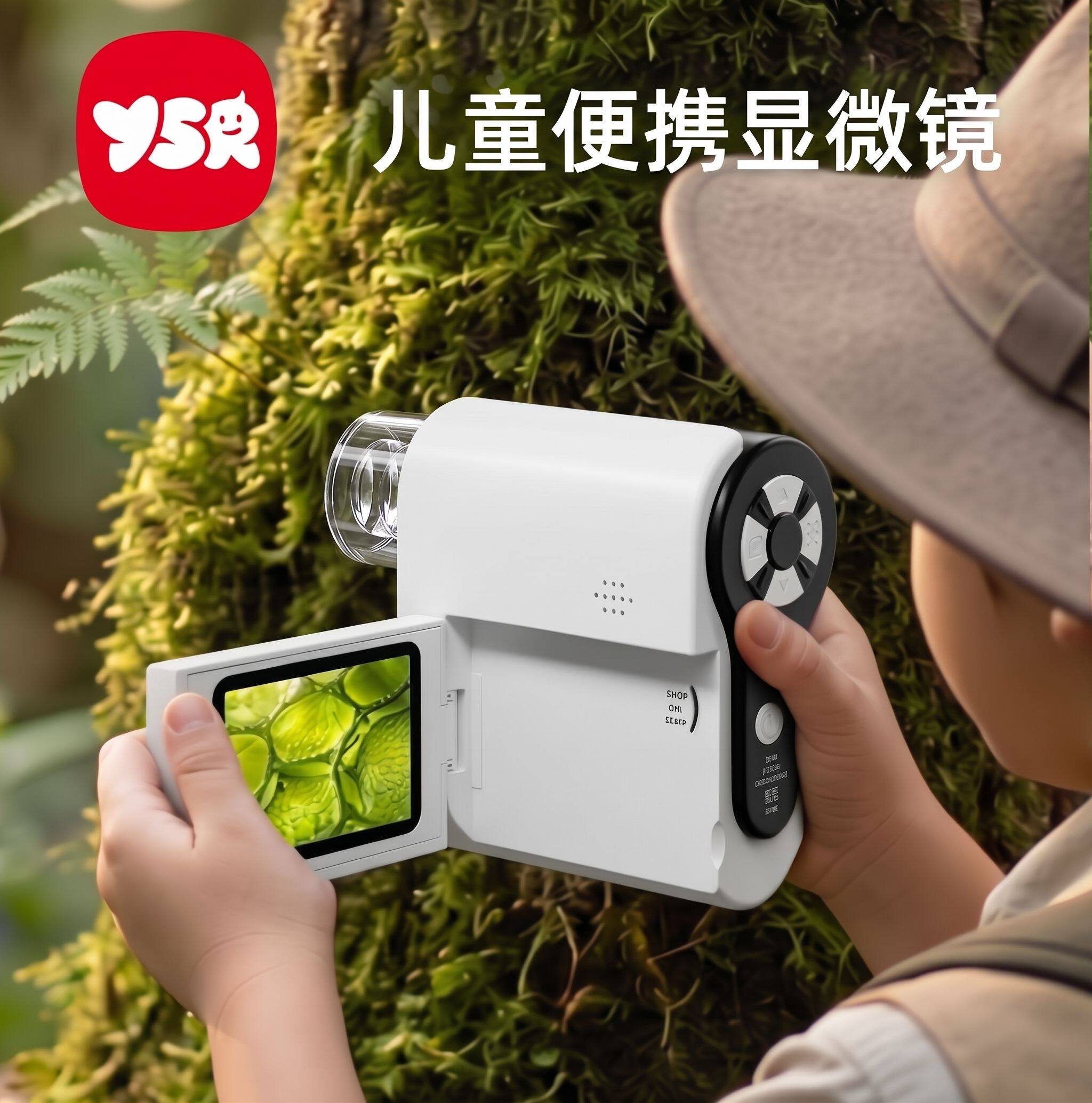 儿童显微镜手持便携小学生男孩女孩玩具户外探索相机生日礼物6岁8岁科学小实验套装10岁生物7放大1000倍高清