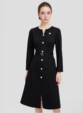 珂蒂优雅简约显瘦通勤时尚法式剪裁修身气质连衣裙RF05946A4