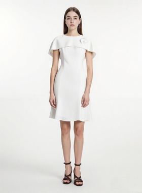 【经典斗篷裙】珂蒂夏三醋酸高腰收腰鱼尾连衣裙女RF06504V0