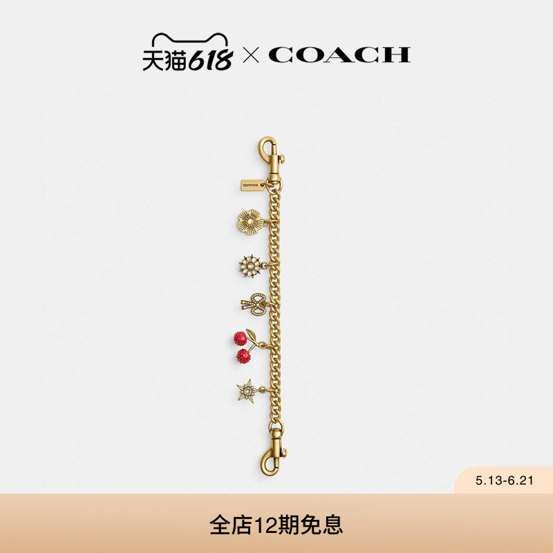 COACH/蔻驰女士仿水晶图案链条手袋挂件包挂挂饰高级感