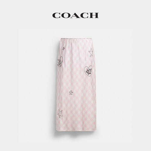 【新品】COACH | BRAIN DEAD/蔻驰女士刺绣半身裙长裙子气质