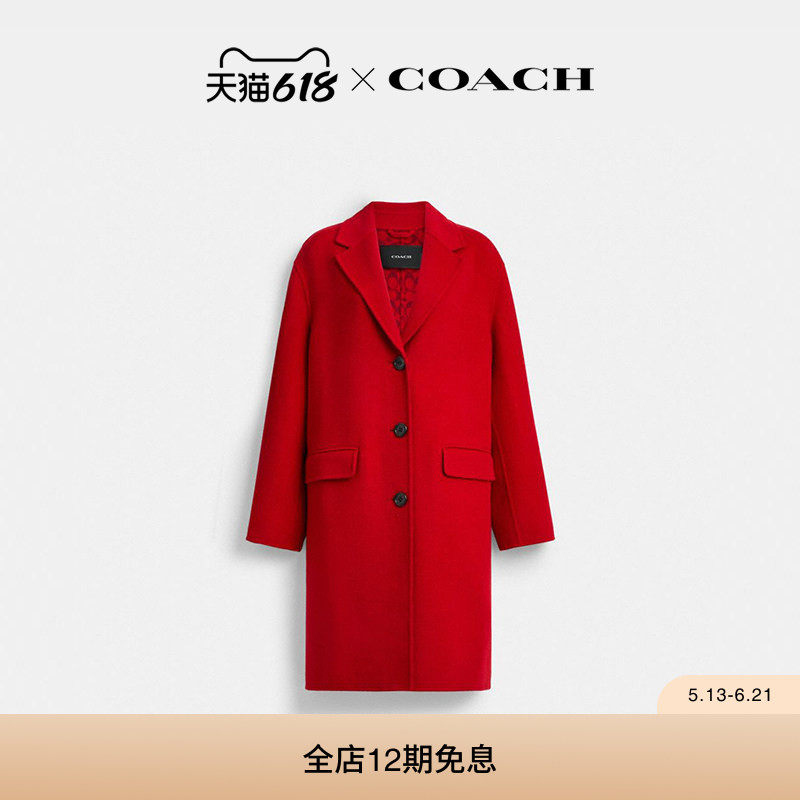 COACH/蔻驰女士含羊毛单排扣双面大衣外套上衣