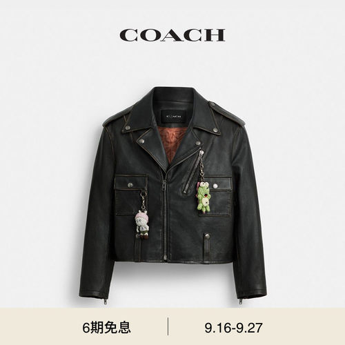 COACH | BRAIN DEAD/蔻驰男士羊皮革BIKER夹克外套上衣