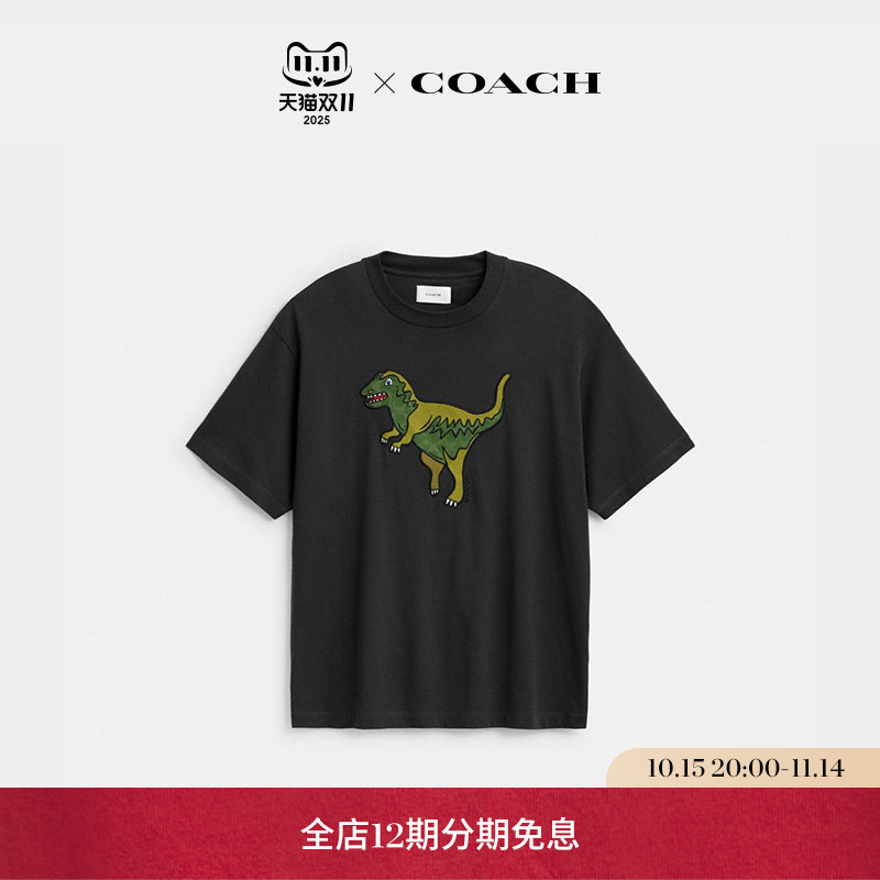 COACH/蔻驰男女通用棉质REXY休闲型T恤短袖舒适休闲上衣