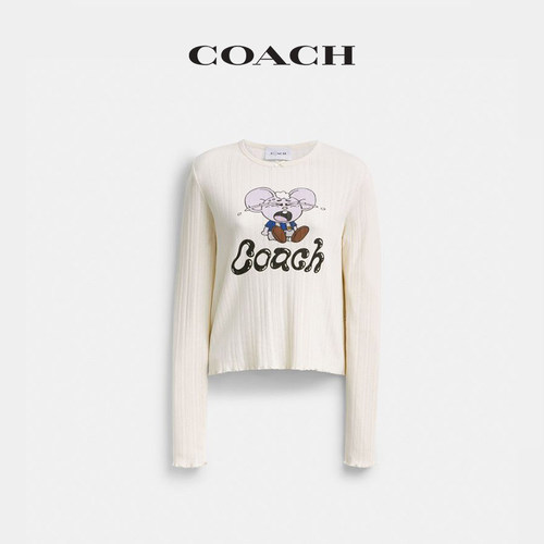 COACH | BRAIN DEAD/蔻驰女士 KACHI MOUSE图案长袖棉质上衣宽松