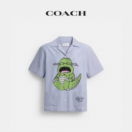 【新品】COACH | BRAIN DEAD/蔻驰女士 DARBY DINO短袖纽扣衬衫