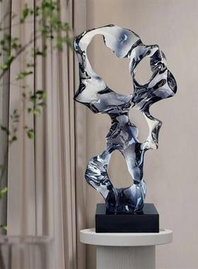 新中式透明太湖石摆件树脂雕塑大玄关电视柜旁客厅家居艺术装饰品