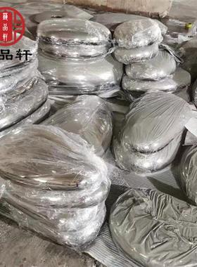 售楼部户外草坪不锈钢镜面鹅卵石装饰摆件水池金属几何石头雕塑