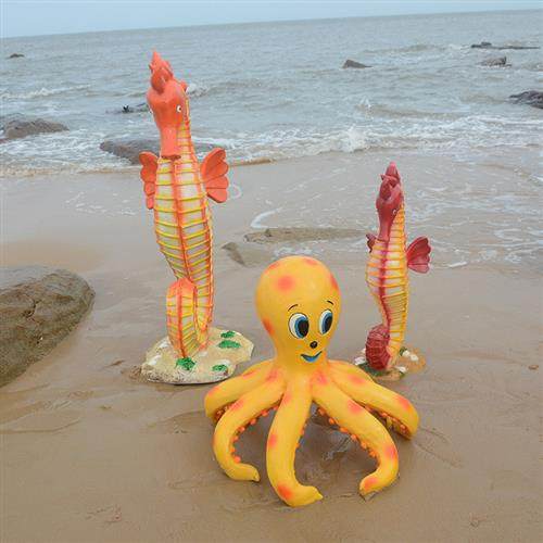 玻璃钢章鱼雕塑商城游乐园海洋主题装饰摆件八爪鱼鱿鱼景观小品