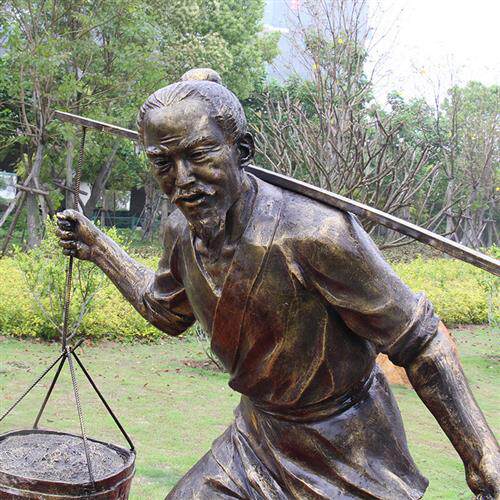 玻璃钢人物仿铜雕塑古代劳动农耕文化公园庭院园林景观装饰品摆件