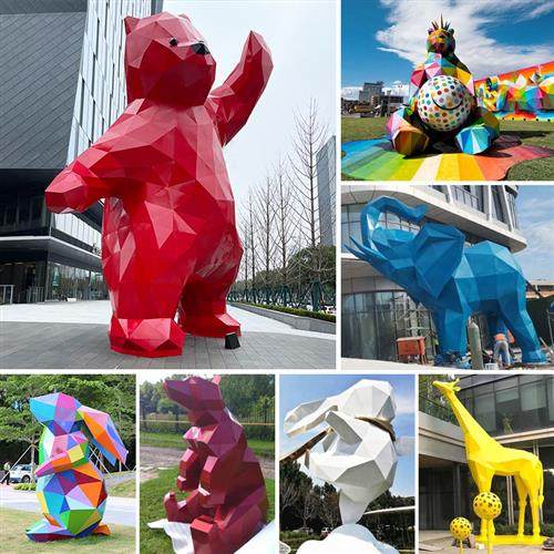 玻璃钢厂家定制商业街创意抽象彩绘动物雕塑户外公园广场景观摆件