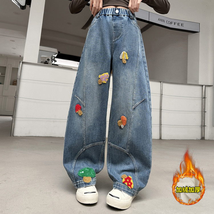 女童牛仔裤2025新款宽松长裤