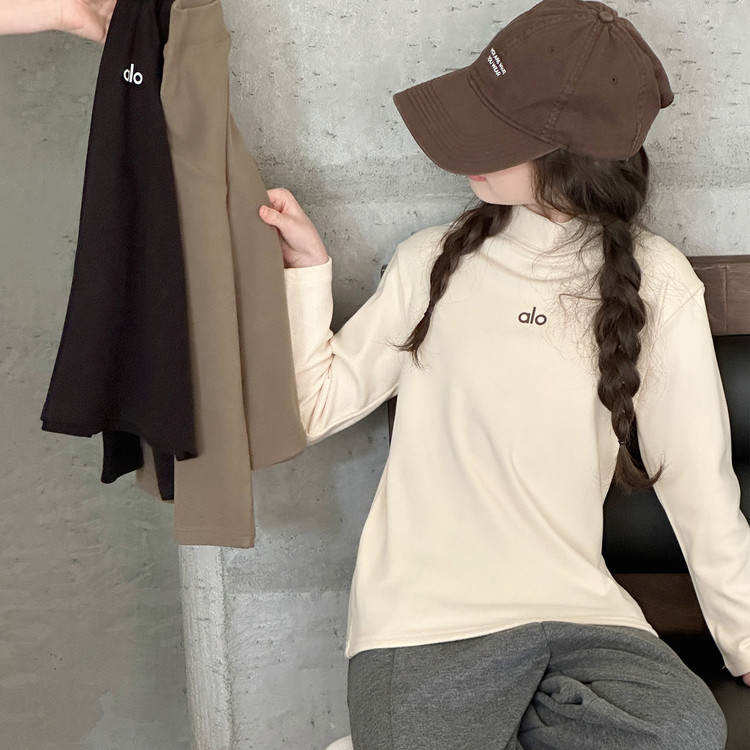 半高领T恤加绒加厚韩版纯棉圆领女童打底衫长袖大码秋冬保暖秋冬