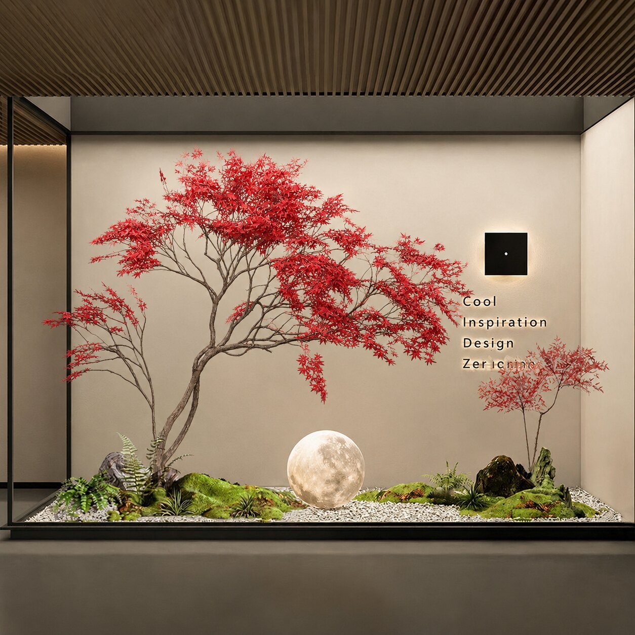 仿真红枫树假树楼梯口天井造景装饰假树鸡爪槭室内外绿植景观造景图片