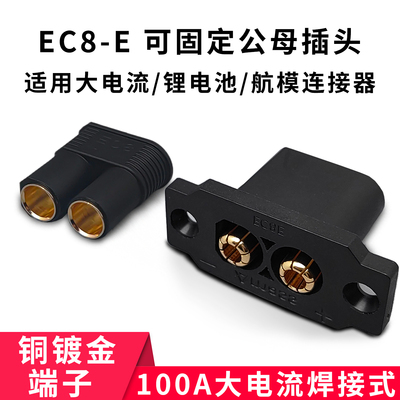 铜镀金EC8E-M面板可固定插头