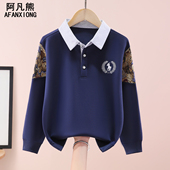 男童polo衫 儿童国风衣服中大童洋气上衣打底衫 卫衣春秋款 2025新款