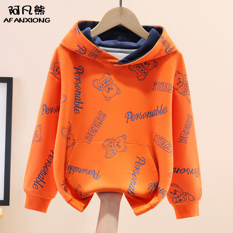 男童连帽加绒卫衣2025新款一体绒