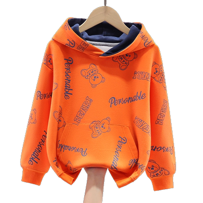 男童连帽加绒卫衣2025新款一体绒