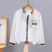 小男孩外套中大童秋装 翻领2026新款 帅气 纯棉男童衬衣长袖 儿童衬衫