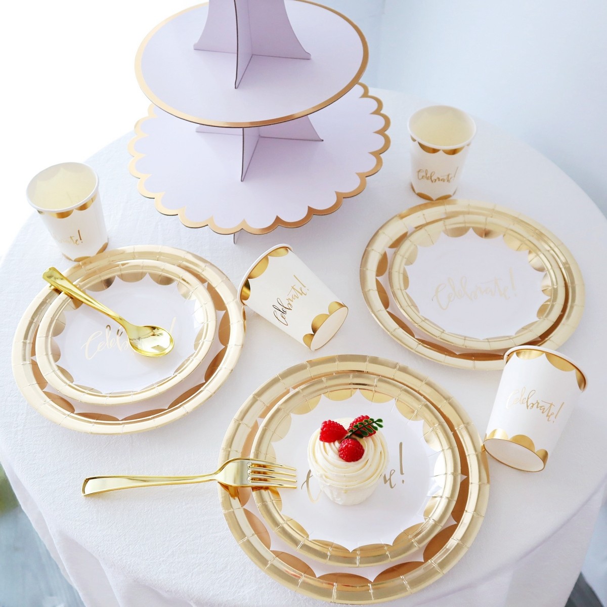 ins风金色派对庆祝餐具纸盘纸杯一次性纸杯蛋糕餐盘生日派对用品