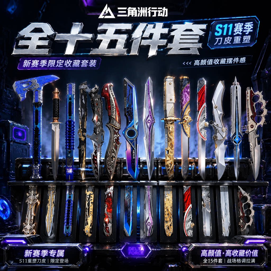 三角洲行动周边正版S11新刀皮重塑北极星信条合金模型玩具未开刃图片