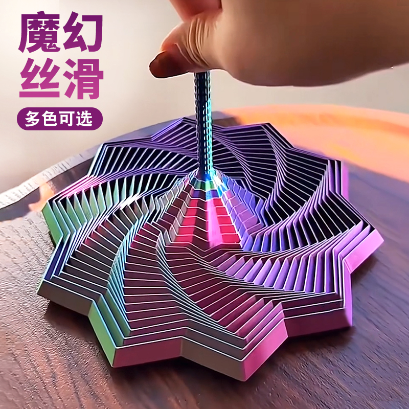 3D打印视错觉折叠多边形萝卜塔解压螺旋立体桌面模型儿童玩具便宜