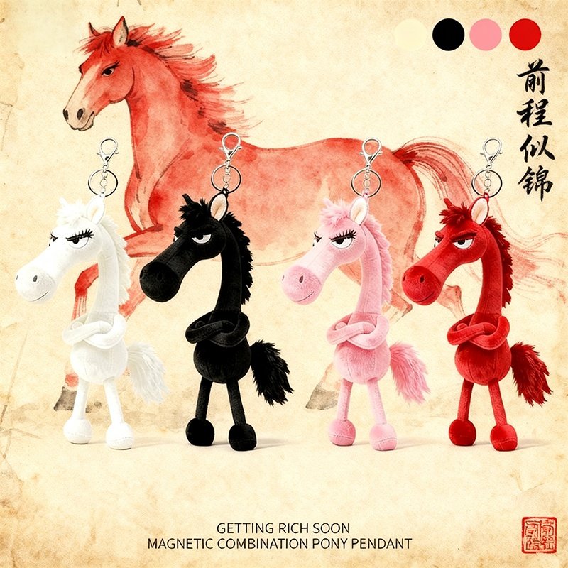 2026年天选黑马毛绒公仔马年吉祥物包包挂饰件送男女朋友家人礼物,模玩/动漫/周边/娃圈三坑/桌游,棉花娃娃,淘宝优惠券,粉丝福利购,淘宝优惠卷