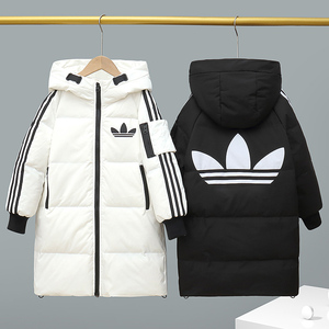 儿童羽绒服冬装中长款过膝加厚女童宝宝男童2023冬季新款洋气外套