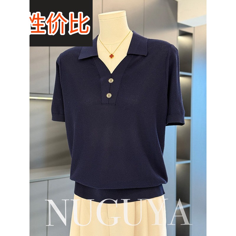 时尚和时尚的母亲针织妇女短袖万能2025夏季新上衣减少中年t恤
