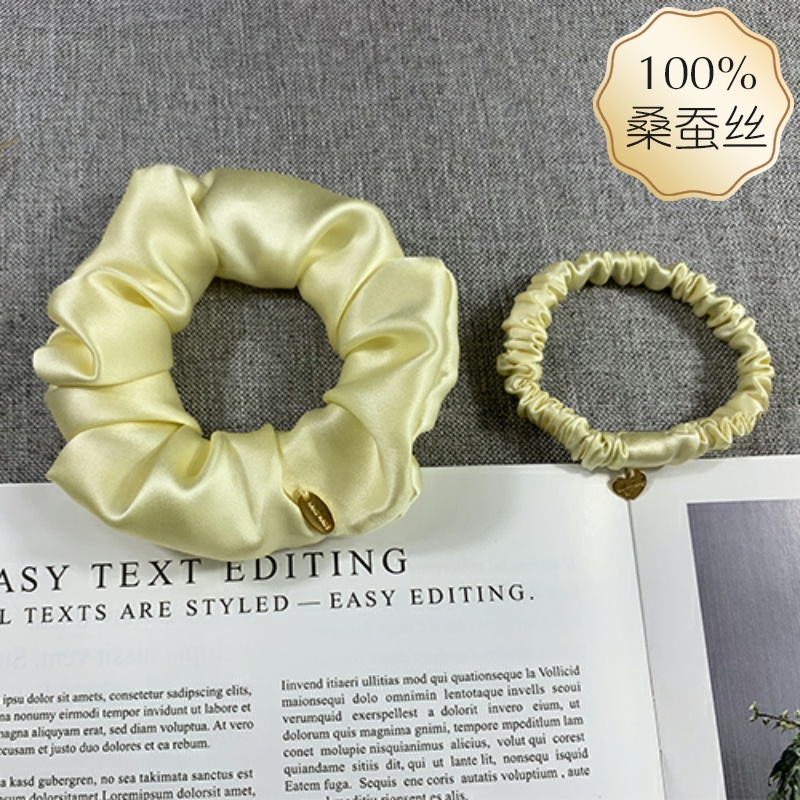 ins鹅黄色纯手工绸缎感大肠发圈