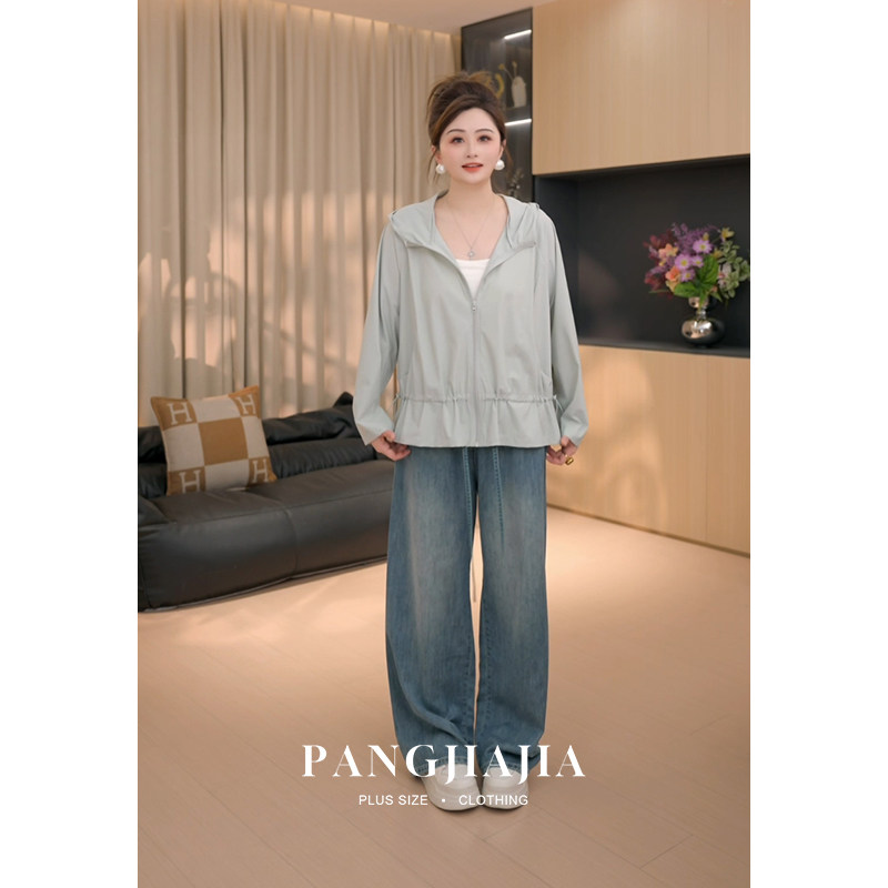 【胖佳佳】胖mm大码女装花苞冰皮防晒外套女夏季原纱夏季透气上衣