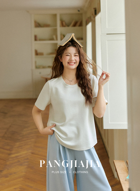 【胖佳佳】胖妹妹mm大码女装糖果滑滑T恤女夏季新款宽松圆领体恤