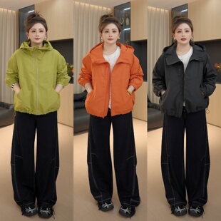 胖佳佳 新款 点睛外套 连帽户外派克服秋季 百搭H625Z13725 短款