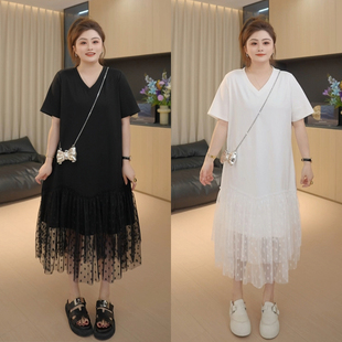 胖佳佳 连衣裙H625Z06531 春雨 网纱拼接短袖 H625P06534 夏季
