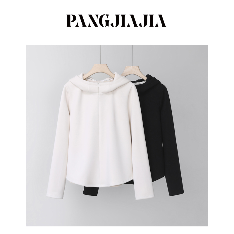 【胖佳佳】极简暖炉 加绒连帽卫衣冬季百搭显瘦上衣女H624D20021