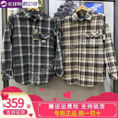 CAT卡特25秋冬新品男士全棉宽松工装贴袋长袖格子衬衫CO3SHW31121