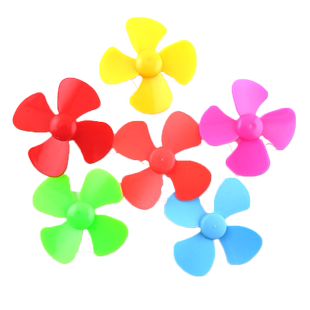 四叶螺旋桨彩色小风叶2mm孔diy手工风车风扇玩具电机马达配件