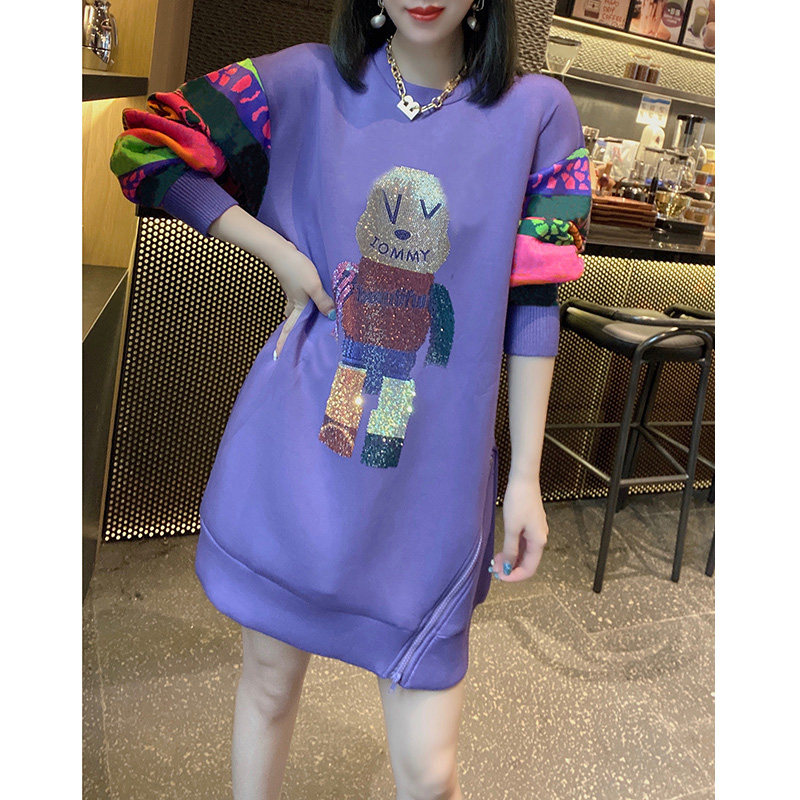 潮流减龄宽松小熊印花卫衣裙连衣裙欧洲站2020秋季女装新款欧货潮