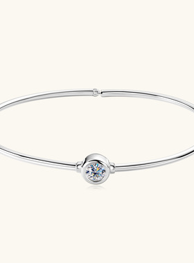 S925纯银莫桑钻单钻手镯女时尚简约通勤气质手环饰品