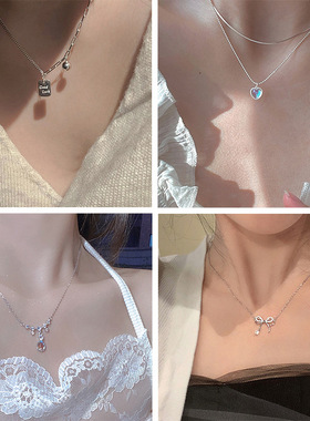 彩色星河~925银luck珍珠项链女蝴蝶冷淡轻奢闪钻ins风小众锁骨链