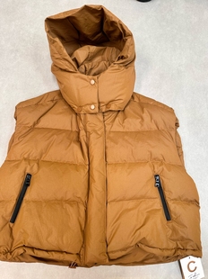 休闲外套 时髦宽松加厚连帽白鸭绒马甲女保暖短款 2024新款 欧货韩版