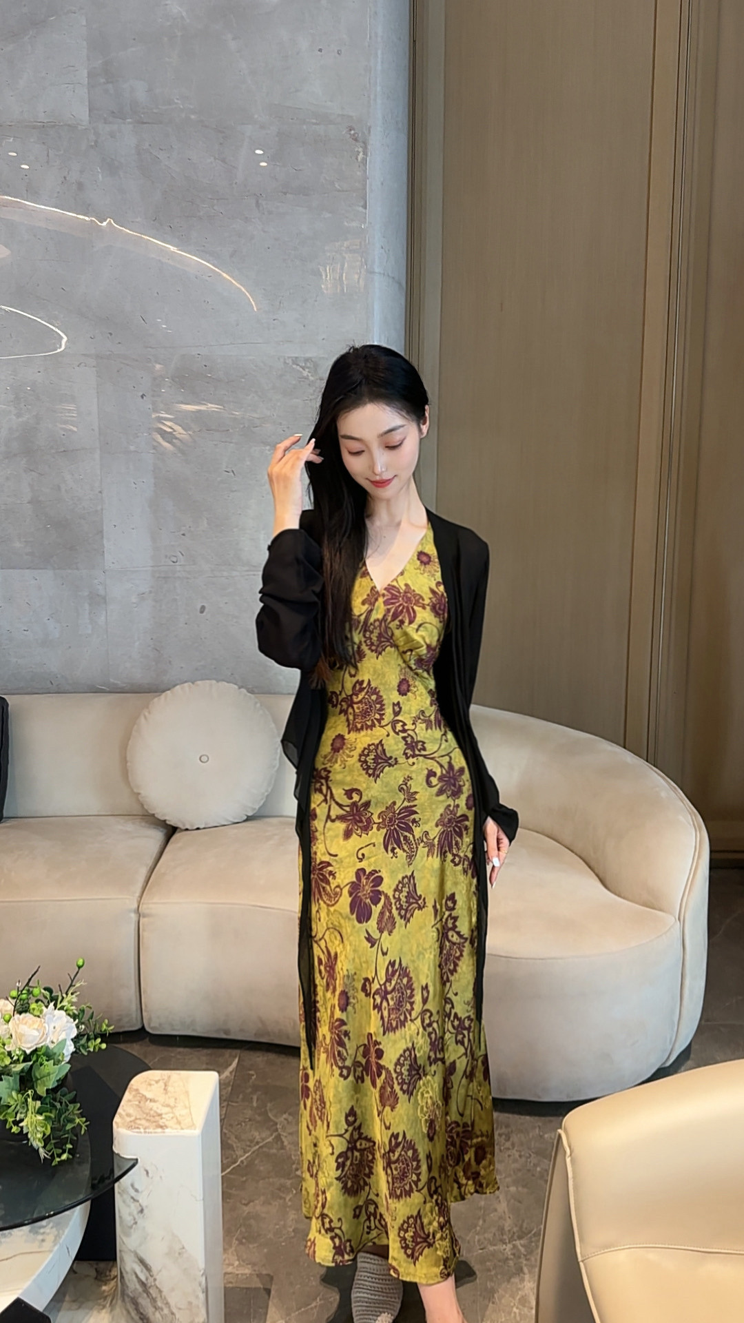 印花无袖连衣裙气质显瘦长裙女