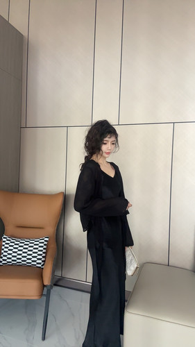 【现货】重磅人丝乔其纱 冰丝薄款 系带短款披肩上衣 防晒外套女