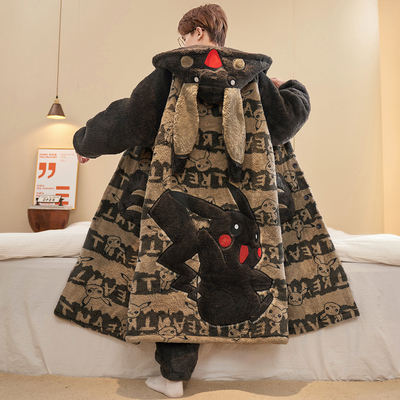 新款睡衣男款睡袍加厚加绒